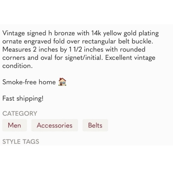 Vintage Engraved Etched Gold Plated Belt Buckle - Picture 5 of 5